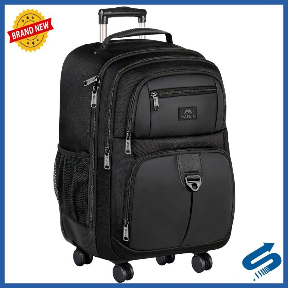 Rolling Travel Laptop Backpack 4-Wheel Spinner Business Carry-On Luggage